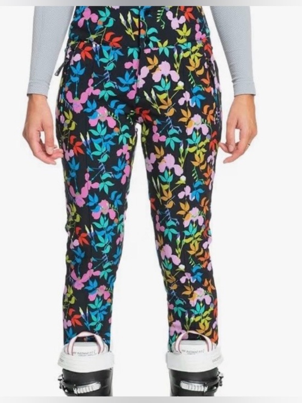 Roxy XY Rowley Fuseau Technical Ski Snow Board Pants Black Multi Floral Womens L